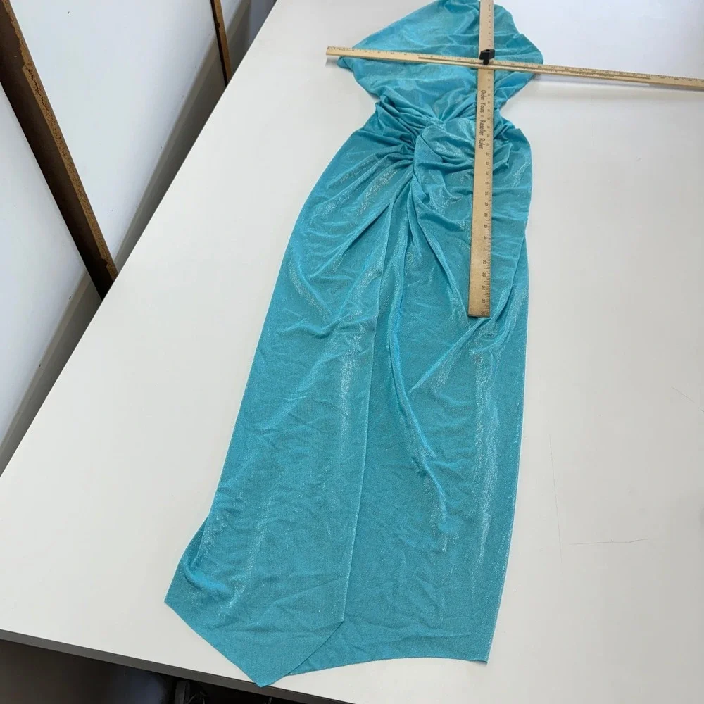 BAOBAB Cover Up Women Large Lazuli Blue Shimmer Miamar One‎ Shoulder Ruched Slit